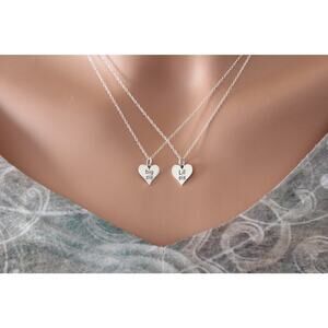 Sterling Silver Big and Little Sister Charm Necklace